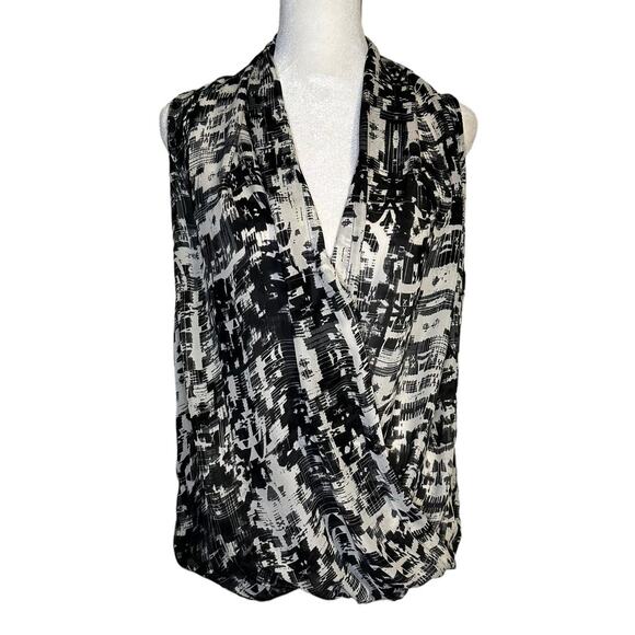 Parker black & white print sleeveless top size S - Picture 1 of 11